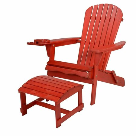 BOLD FONTIER 35 x 32 x 28 in. Foldable Chair with Cup Holder & Ottoman, Red BO3278666